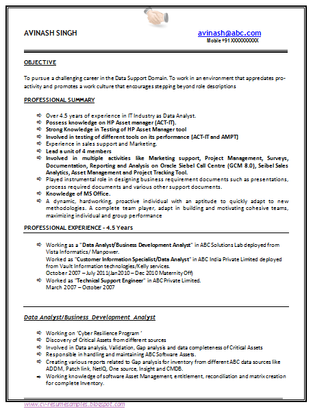 Sample Resume Format For 5 Years Experience  