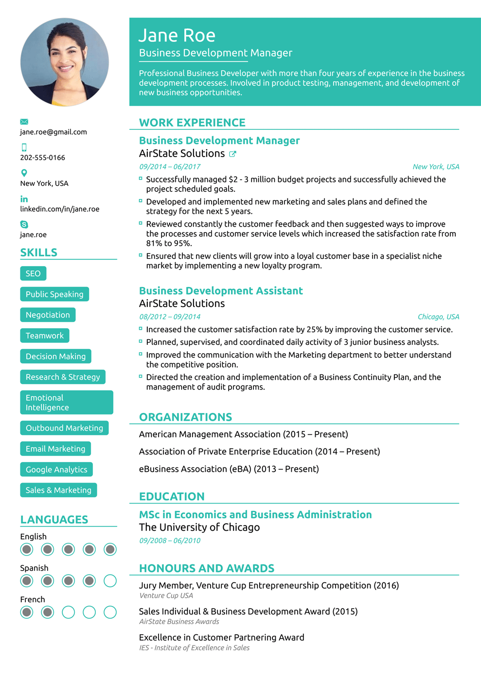 A Professional Resume Format  