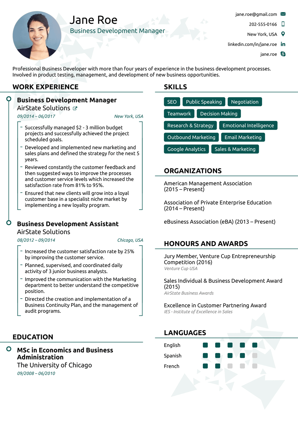 A Professional Resume Format  