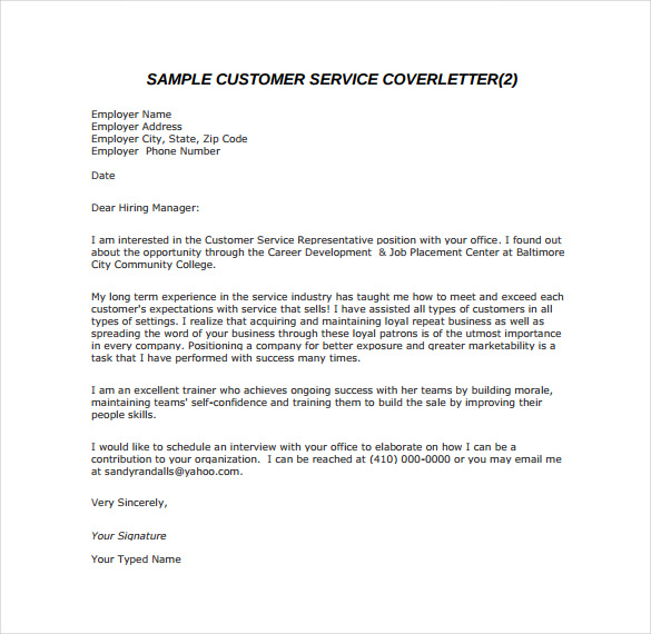 Email Cover Letter Sample Template  