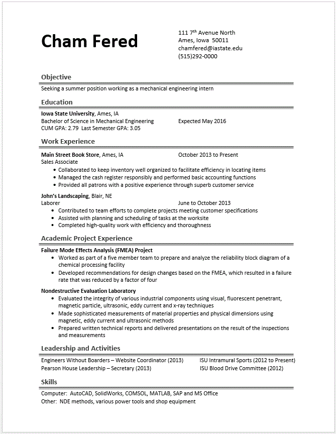 Resume Format Highlighting Skills  