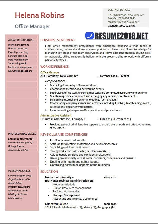 Resume Format Sample 2018  