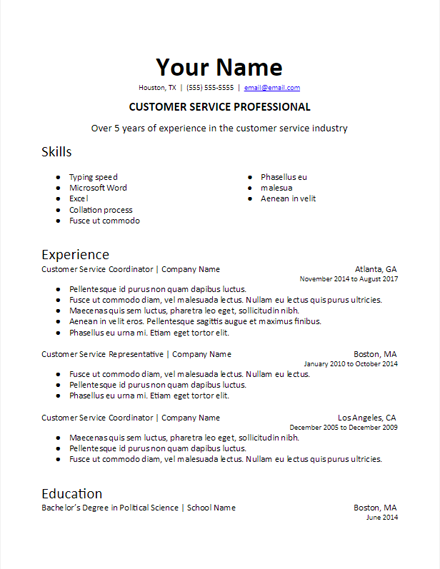 Resume Format With Skills  