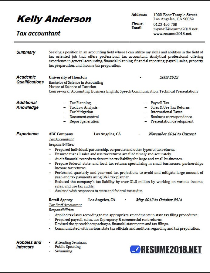 Resume Format 2018 Sample  