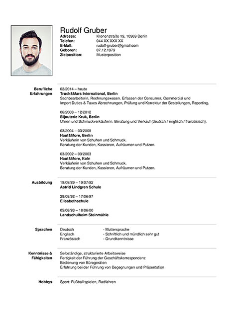 Resume Format Germany  