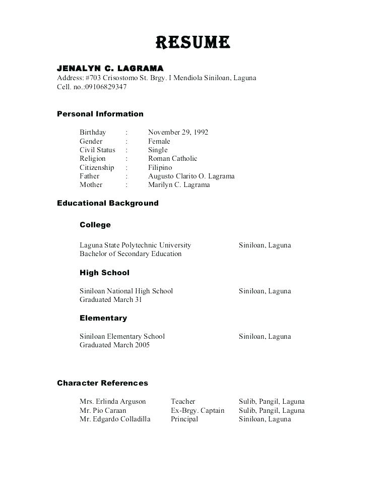 Cv Template References 