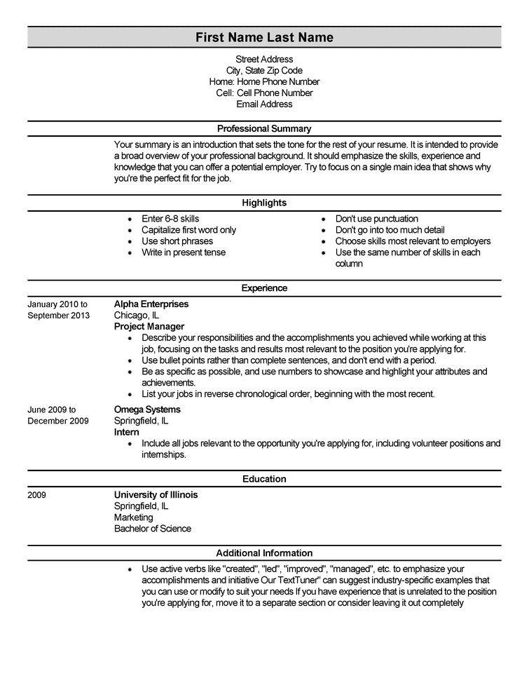 Resume Format Entry Level  