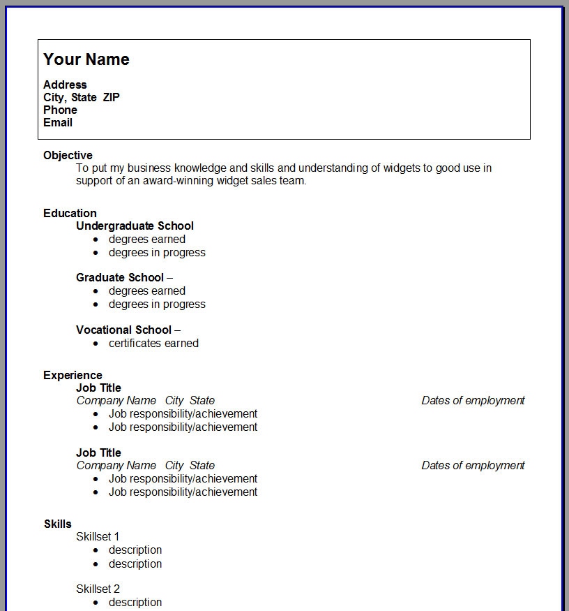 Cv Template College Student 