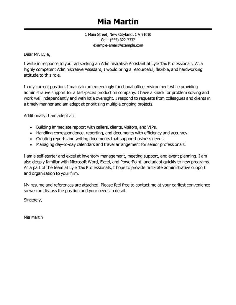 Cover Letter Template Administrative Assistant  