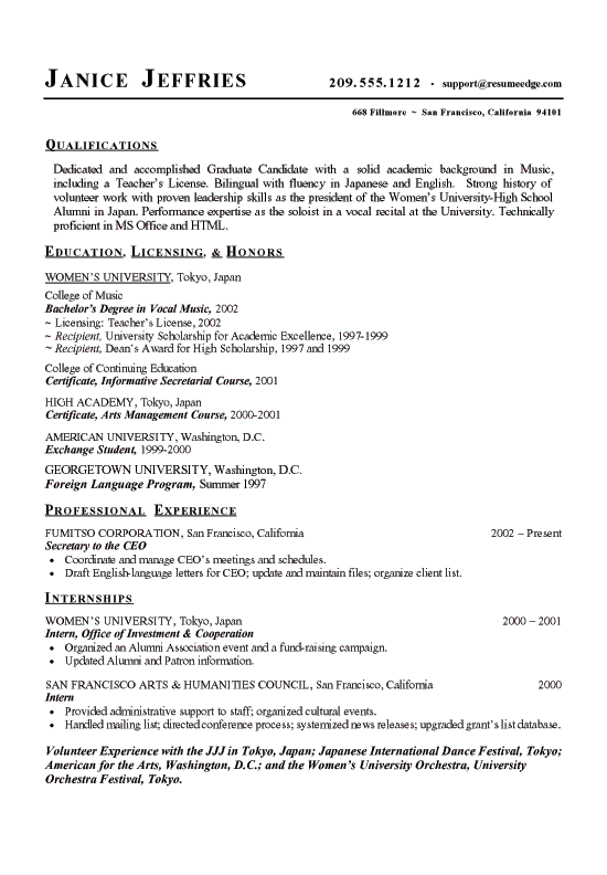 A Resume Format For Students  