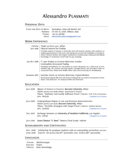 Resume Format In Latex  