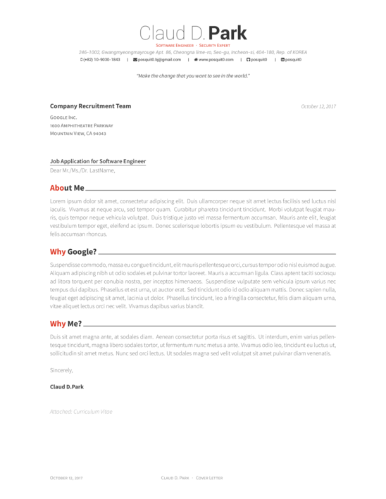 Cover Letter Template Latex 