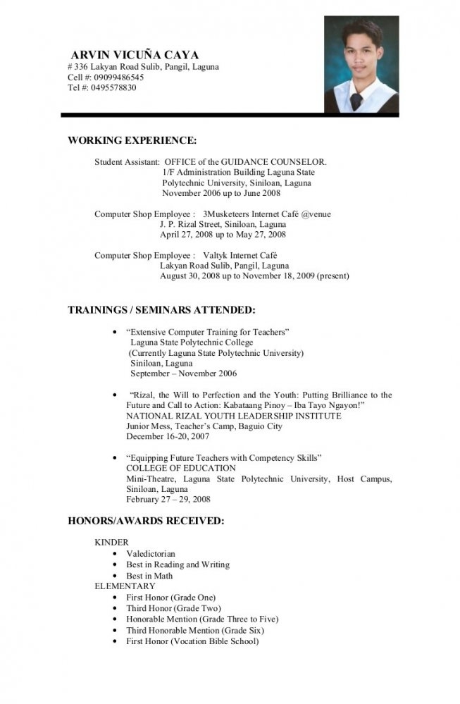 Resume Format For 3Rd Year Engineering Students  