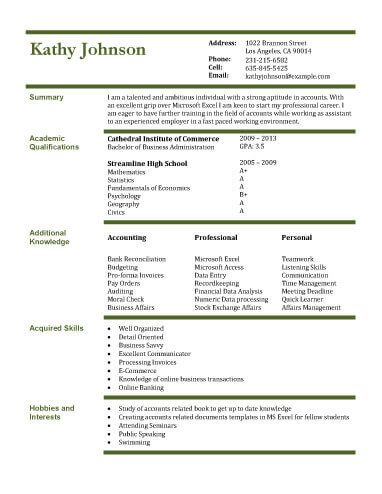 A Resume Format For Students 