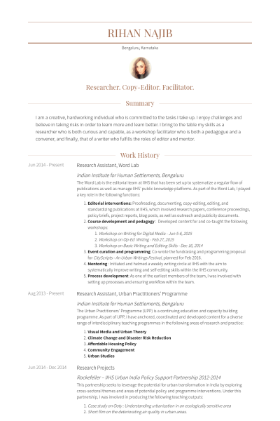 cv template research assistant