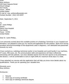 X Ray Tech Cover Letter Template 