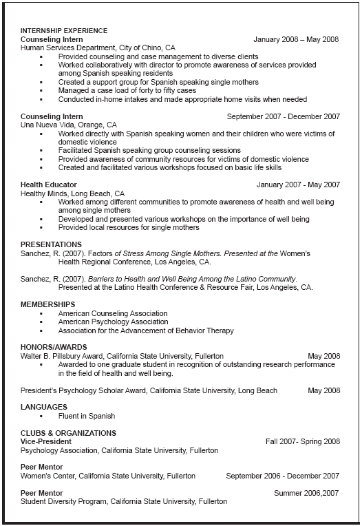 Resume Format Graduate School  