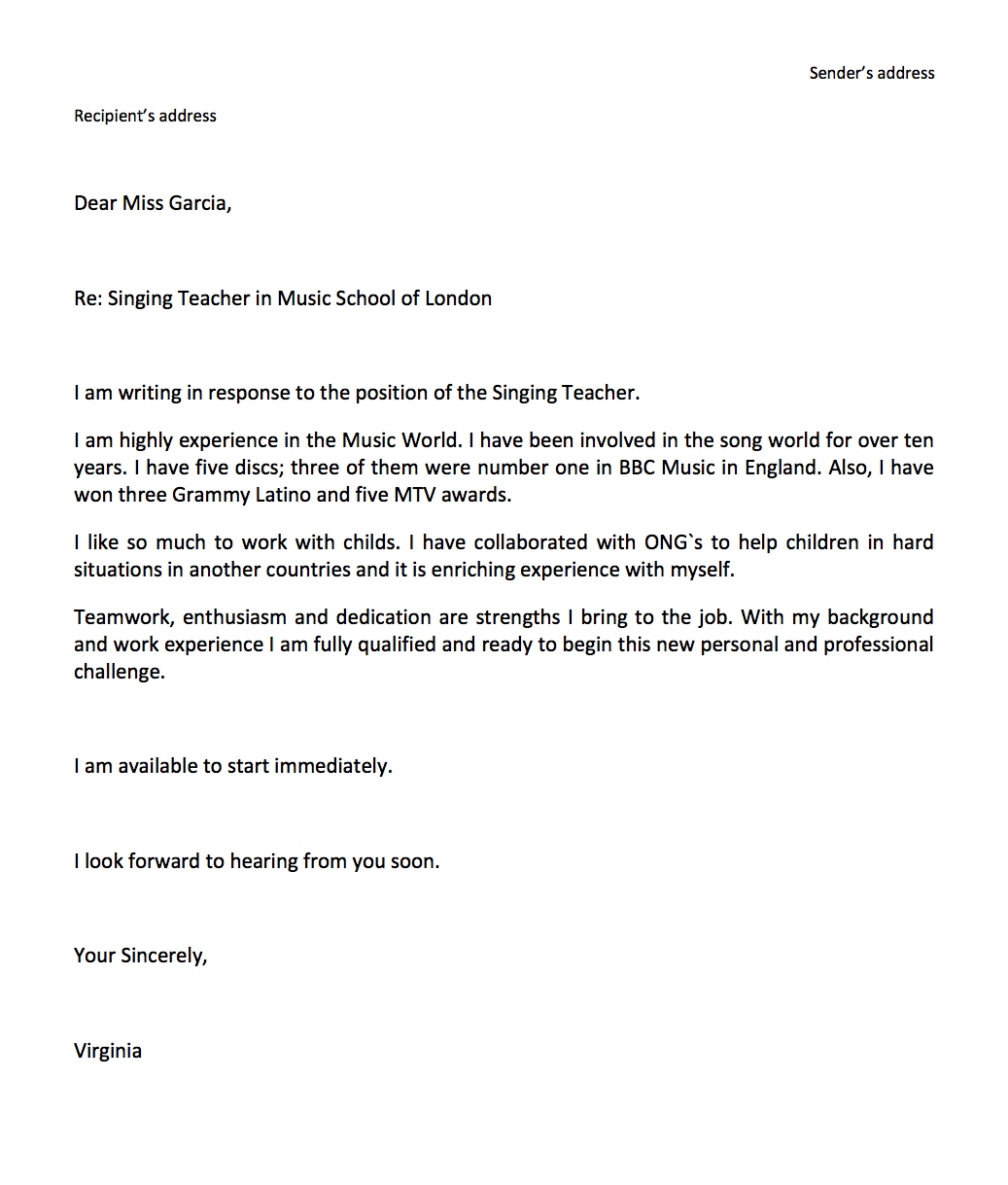 Cover Letter Template For High School Students 