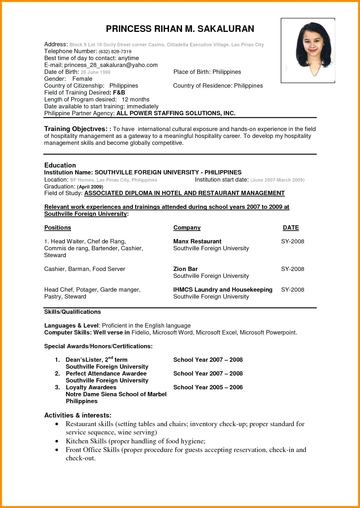 M Sc Nursing Resume Format 