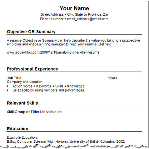 Pattern Of Resume Format  