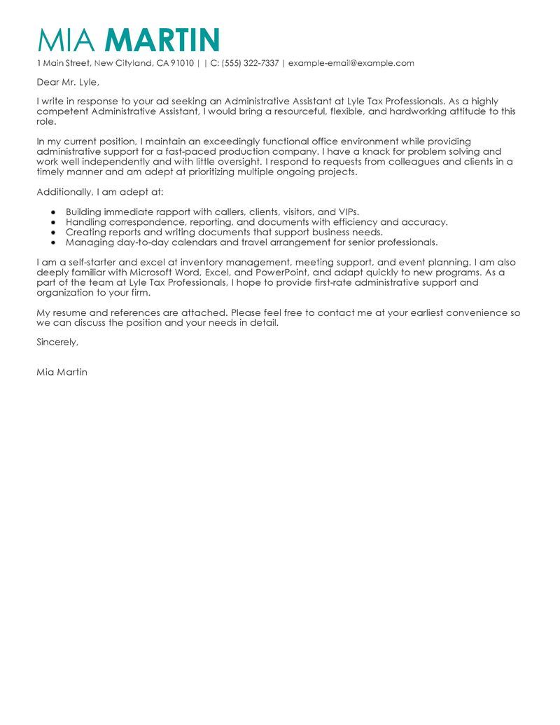 Cover Letter Template Administrative Assistant  