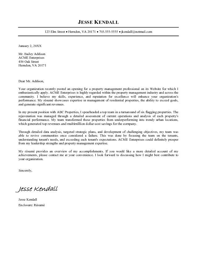 Example Of Cover Letter Template  