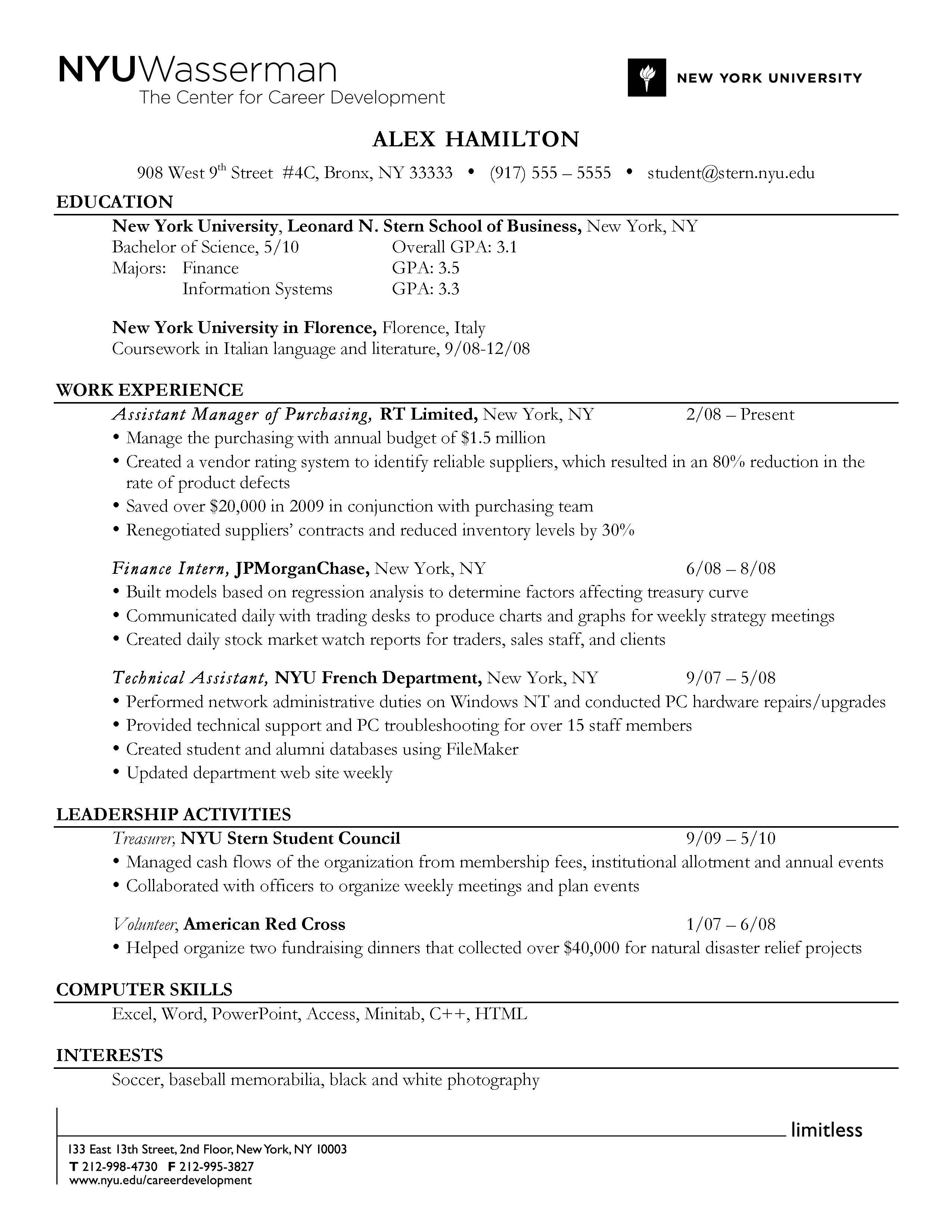 Resume Format Highlighting Experience 