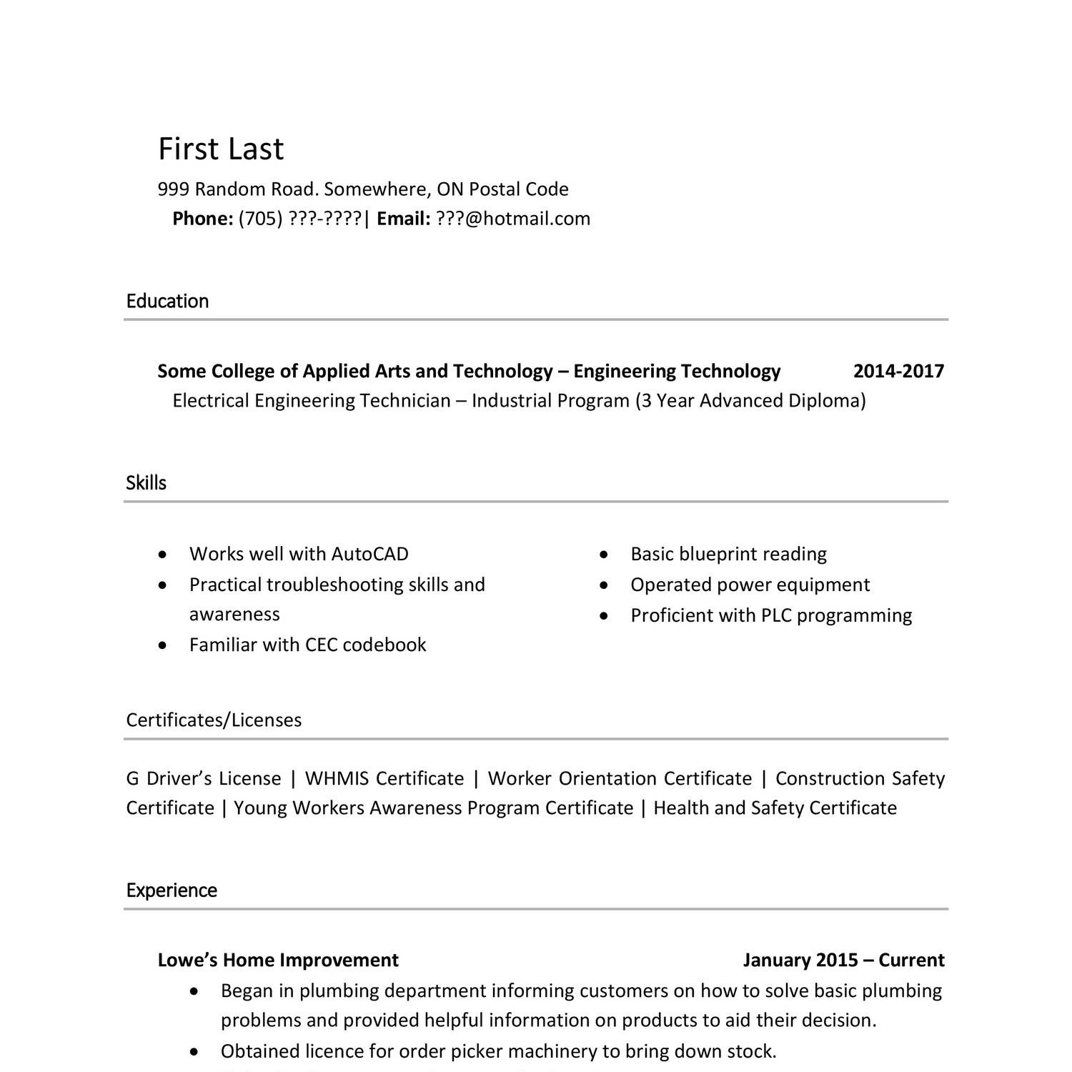 Resume Format Reddit 