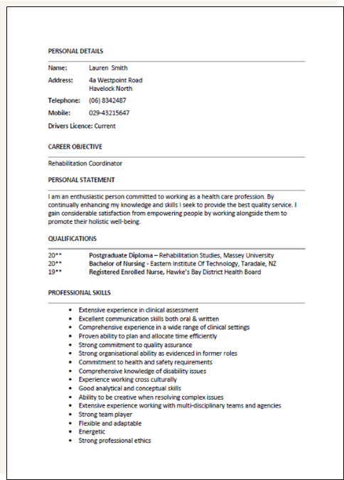 Resume Format New Zealand 
