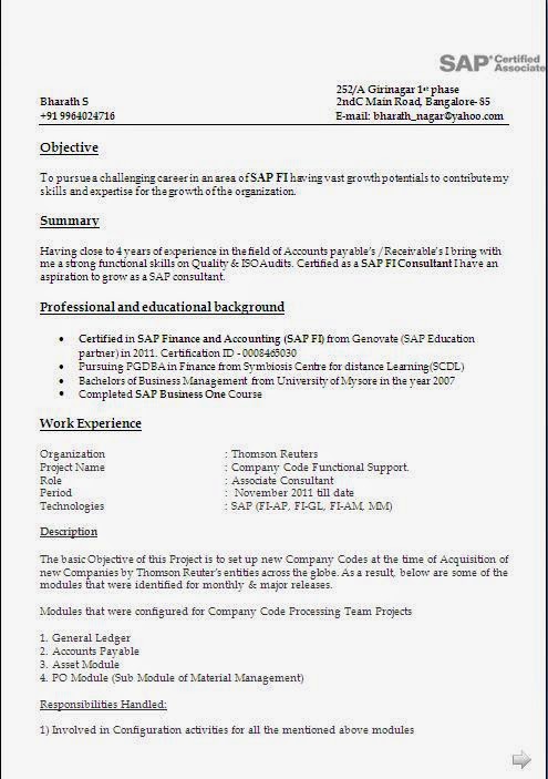 Resume Format For 4 Yrs Experience 