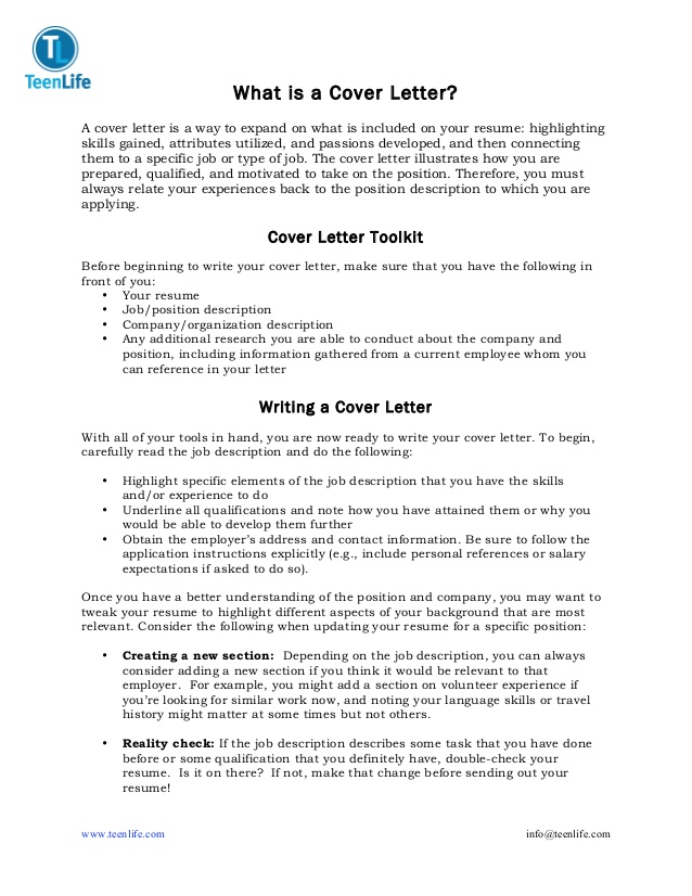 Cover Letter Template Teenager  