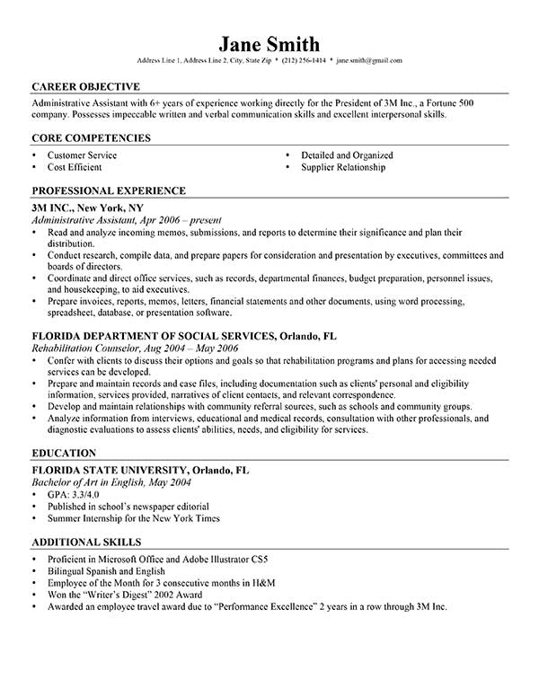 Resume Format For Experienced Professional  