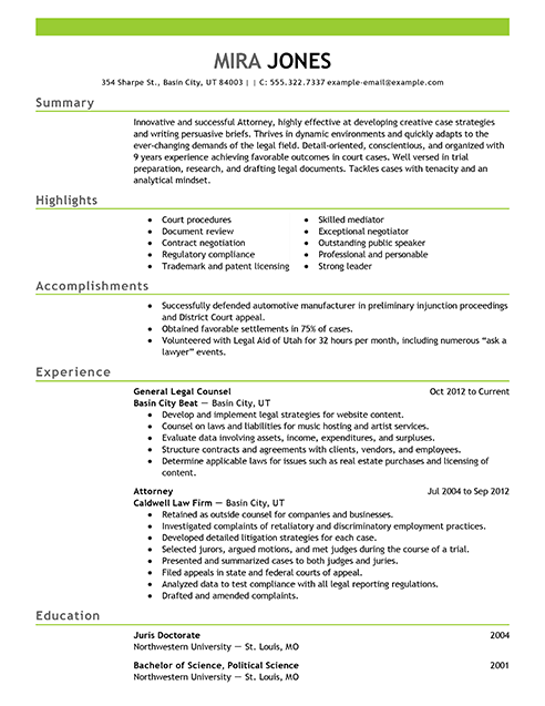 Resume Format Lawyer 