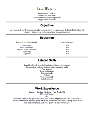 Cv Template 18 Year Old 