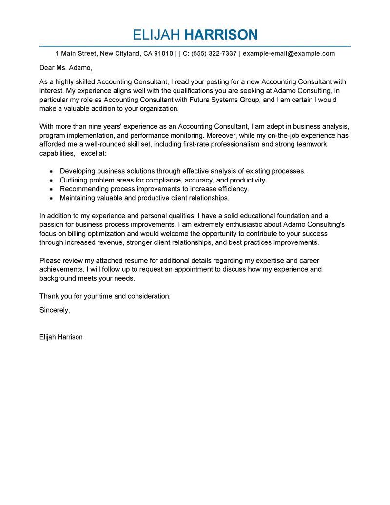 Cover Letter Template Consulting  