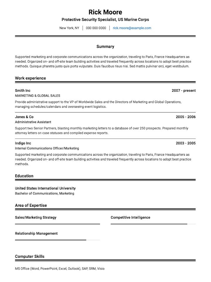 Resume Format For Ats 