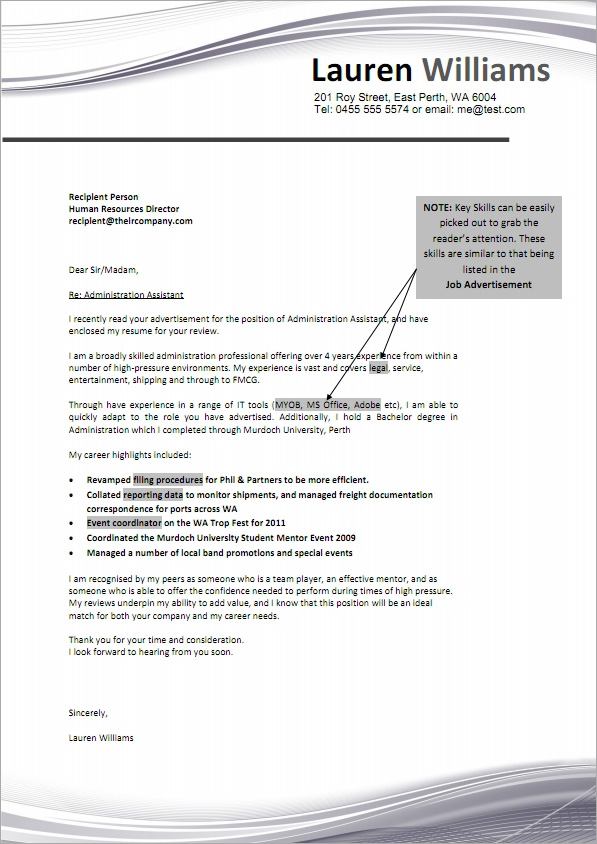 cover letter resume bullet points