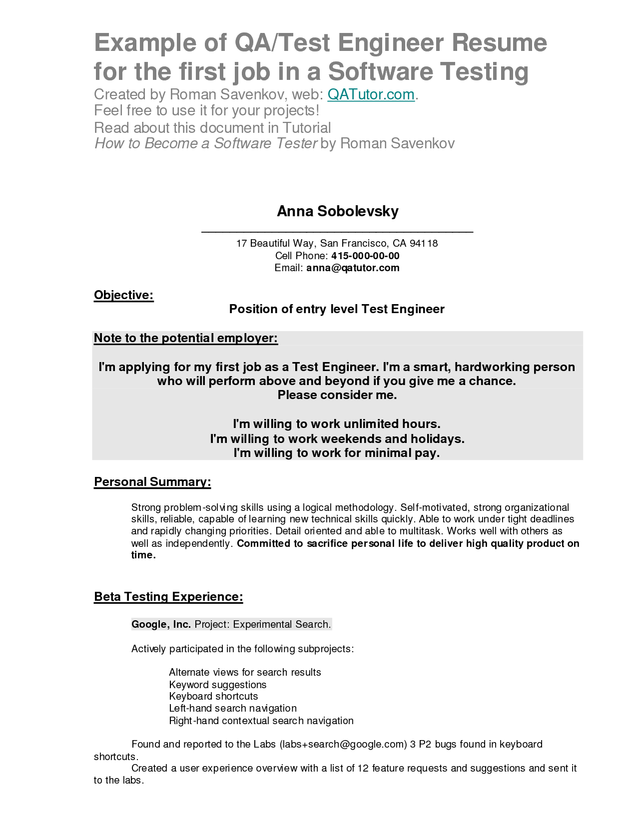 Resume Format After First Job  
