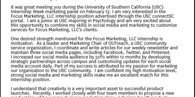 Cover Letter Template Usc 