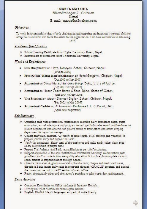 Resume Format 10Th Pass 