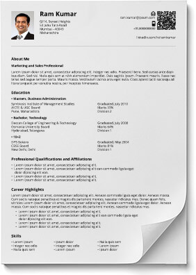 Resume Format With Photo 