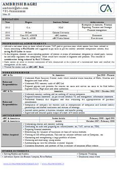 C A Resume Format Samples 