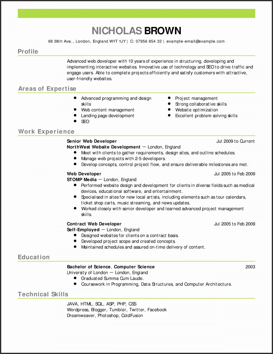 Resume Format For Zoho 