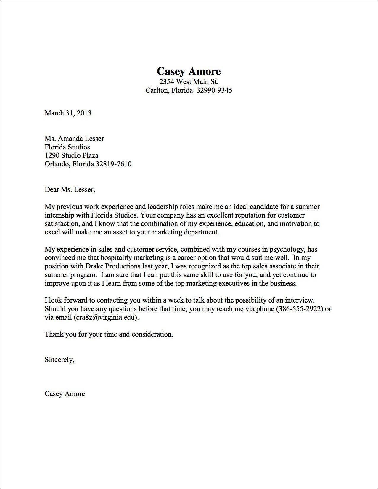 A Cover Letter Template Sample 
