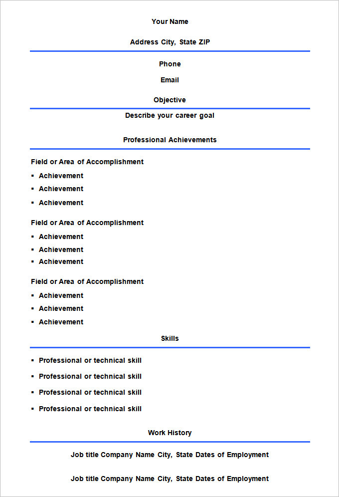 Resume Format Blank  