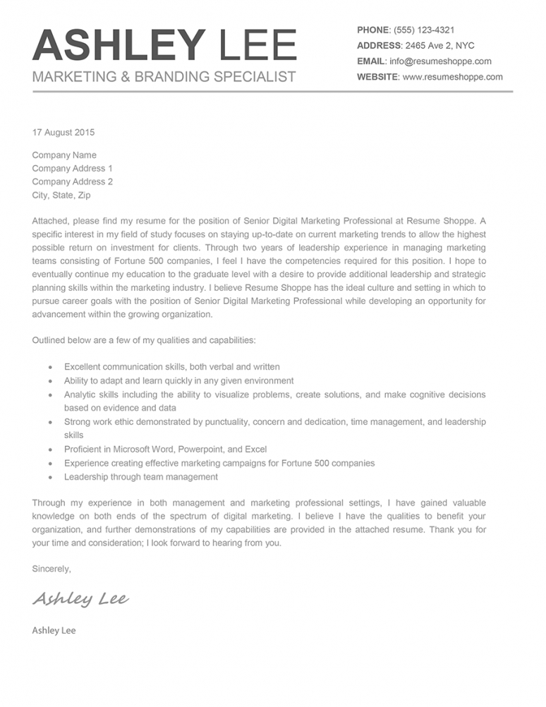 Cover Letter Template The Muse 