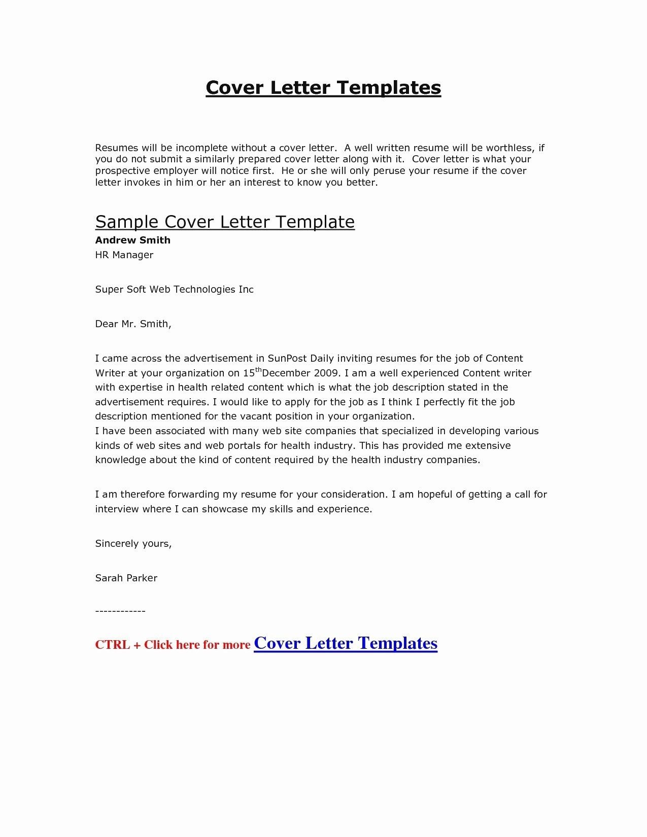 Cover Letter Template Uk 2018 