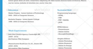 Cv Template One Page 