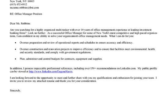 Cover Letter Template Office  