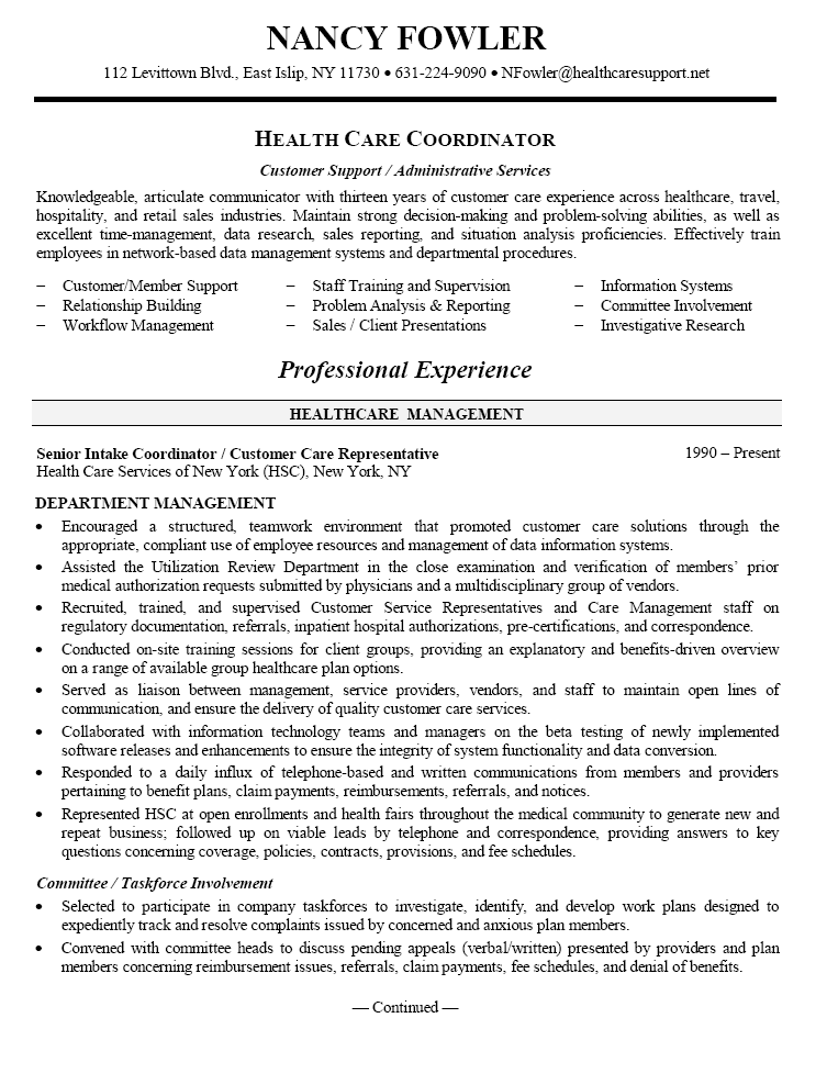 Resume Format Healthcare 